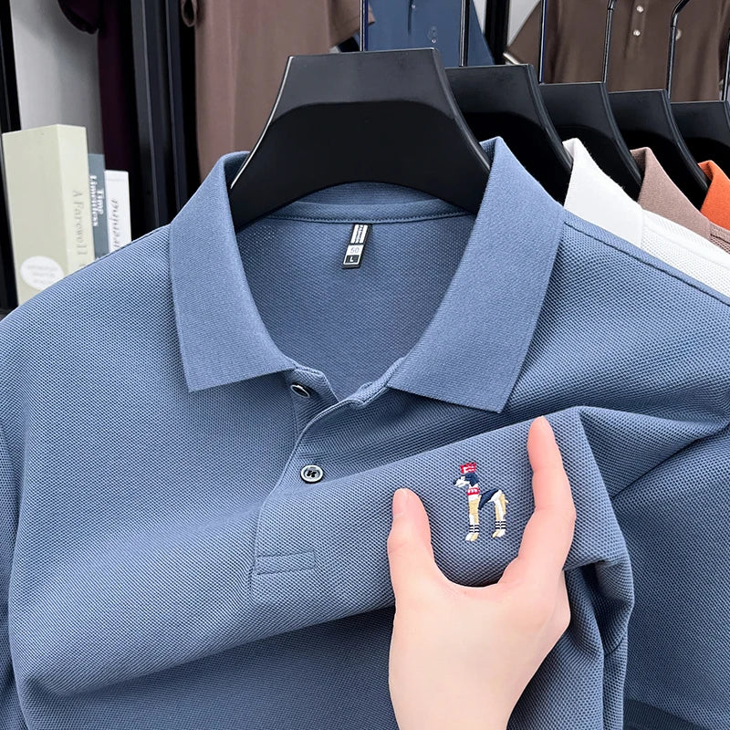 Luxury Man Short-Sleeved Polo Shirt Lapel Button 100%cotton Embroidery Spring New T-Shirt Ventilate Fashion Leisure MensClothing