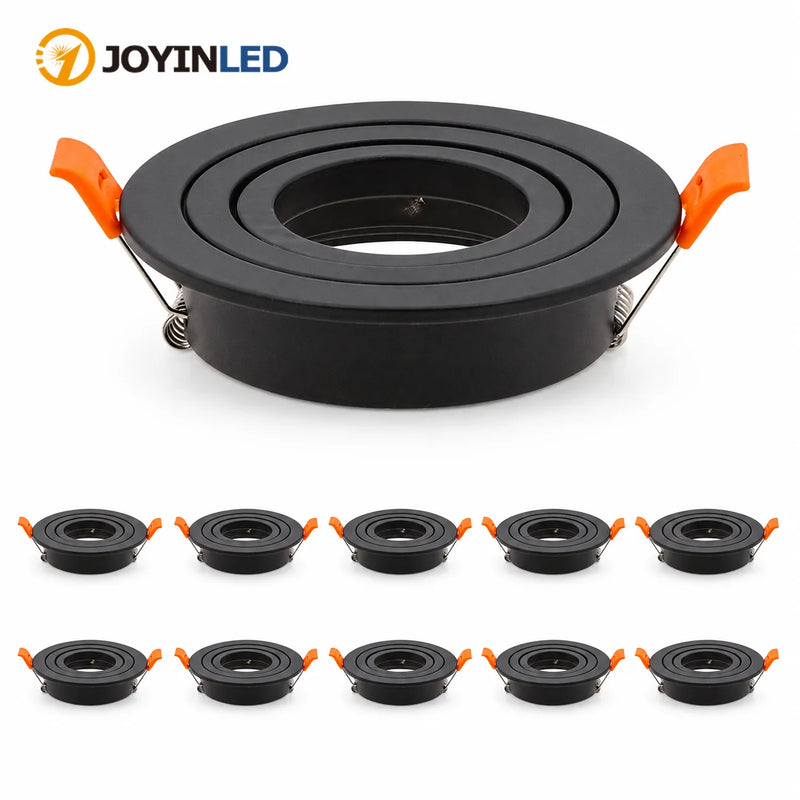 ស៊ុមភ្លើង LED រាងមូល JOYINLED 1/10 ដុំ GU10 MR16 ស៊ុមចង្កៀងពិដាន ជើងចង្កៀង ឈុតចង្កៀង 65mm ពណ៌ខ្មៅ ស