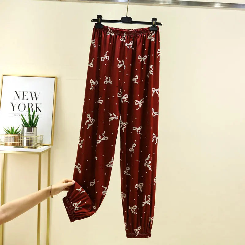 New Printed Spring Summer Pajamas Pants Women Casual Sleepwear Pyjamas Pant Home Wear Sleeping Trousers Pantalon Pijama Mujer