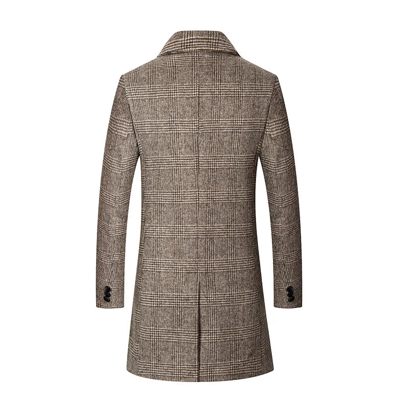 High Quality Mens Dark Gray Wool Trench Coat Winter Warm Long Jacket Business Casual Party Asian Size M-4XL