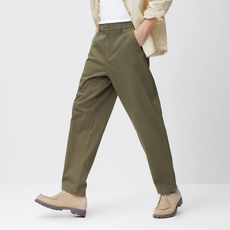 Semir Versatile Pants Men 2026 Spring Solid Color Tapered Casual Comfortable Daily Wear Stylish Long Trousers