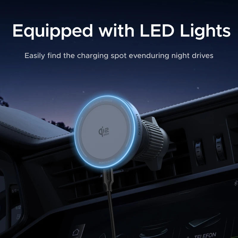 UGREEN Qi2.2 25W 15W Magnetic Car Phone Holder Wireless Charger Stand For iPhone 17 16 Pro Max Charging Magnetic Car Charger