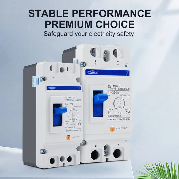 TOMZN 2P DC B Curve 500V DC Solar Molded Case Circuit Breaker MCCB Overload Protection Switch Protector Solar Photovoltaic PV