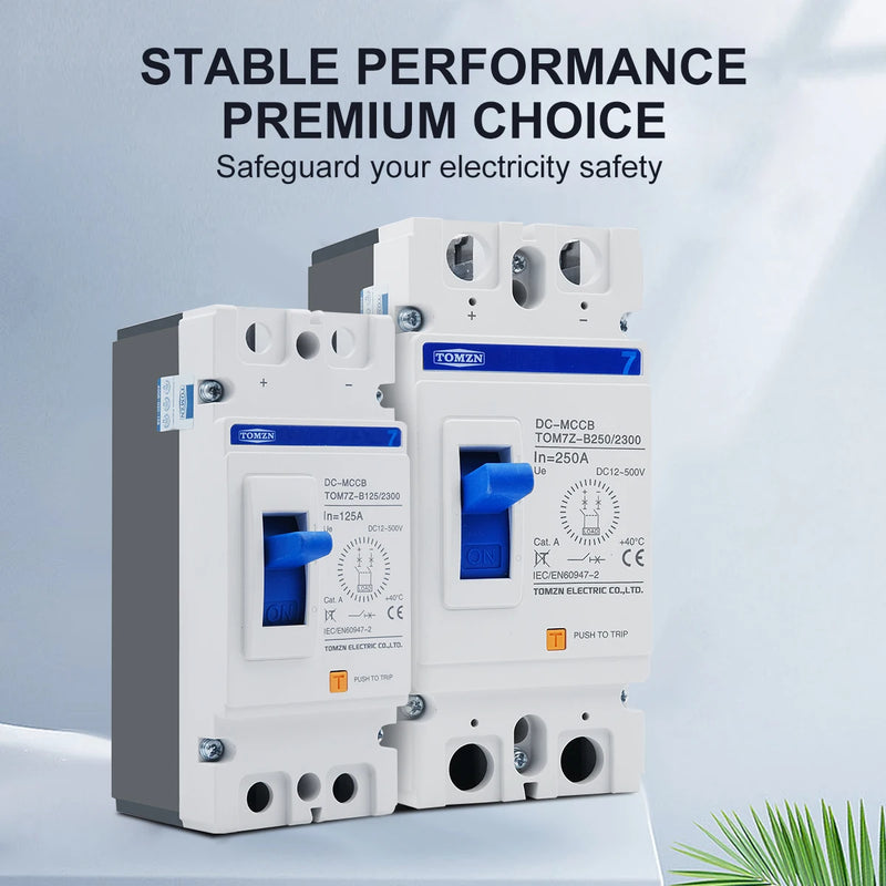 TOMZN 2P DC B Curve 500V DC Solar Molded Case Circuit Breaker MCCB Overload Protection Switch Protector Solar Photovoltaic PV