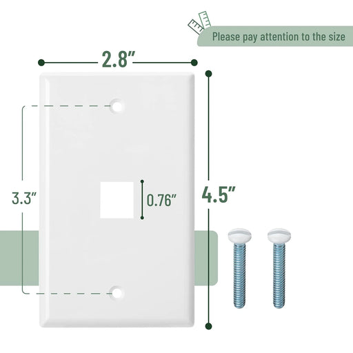 ZoeRax 0/1/2/3/4/6-Port Keystone Jack Wall Plate, Low Profile RJ45 Wall Plate for Keystone Jacks in White