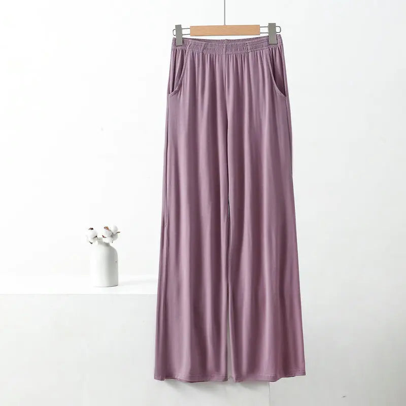 Female Trousers Modal Home Pants Women's Spring Autumn Summer Sleepwear Pantalones Casual Wide Leg Pajamas Pant Plus Size XL-7XL