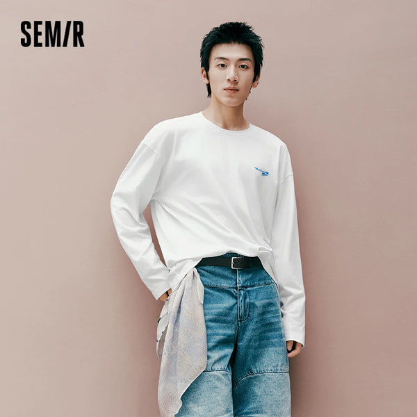 អាវយឺតដៃវែង Semir សម្រាប់បុរស ស្រូបសំណើម ស្ងួតរហ័ស កមូល ស្លៀកប្រចាំថ្ងៃ រដូវស្លឹកឈើជ្រុះ ឆ្នាំ២០២៦
