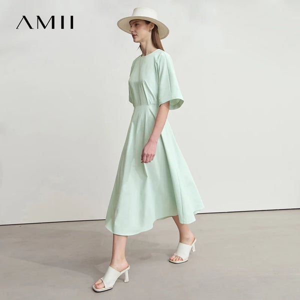 រ៉ូបរដូវក្តៅ AMII Office Lady សម្រាប់នារីឆ្នាំ ២០២៦ រ៉ូបកមូលដៃខ្លីគ្មានខ្សែចង្កេះរាងអក្សរ A ម៉ូដថ្មីសម្រាប់នារី 12542151