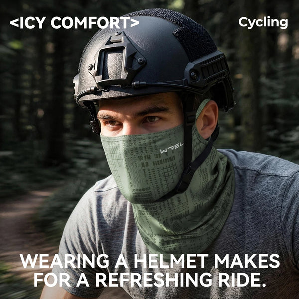 WRELS Balaclava Neck Gaiter Ice Silk Cooling UV Protection Face Mask Summer Scarf Bandana Earloop Breathable Sunscreen Fishing