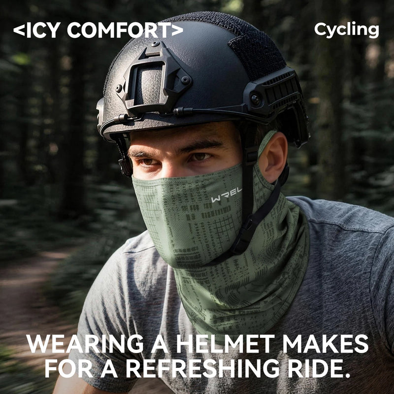 WRELS Balaclava Neck Gaiter Ice Silk Cooling UV Protection Face Mask Summer Scarf Bandana Earloop Breathable Sunscreen Fishing