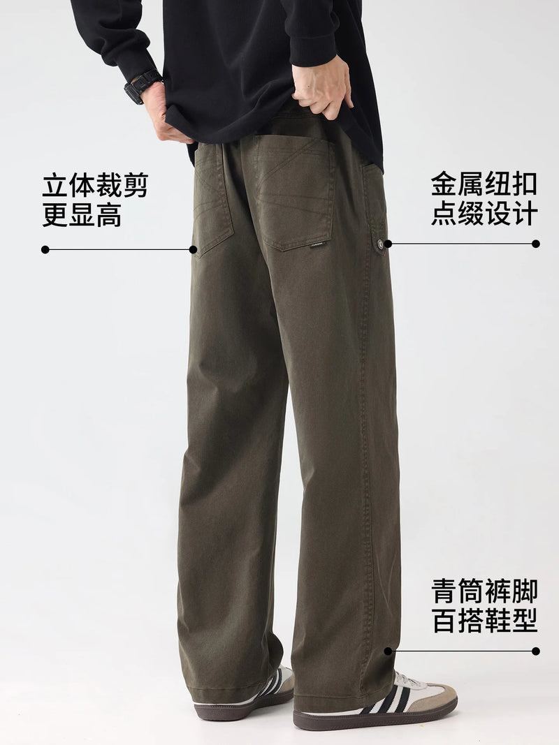 DUKEEN Heavyweight Lyocell Blend Straight Men's Casual Pants 2025 Autumn Soft Loose Fit Essential Trousers Men's Clothing