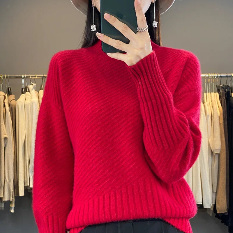 Female Clothing Turtleneck Warm Sweaters & Jumpers Women's Tops Spring Autumn Pullover Shirt Winter Knitwear Woman Clothes