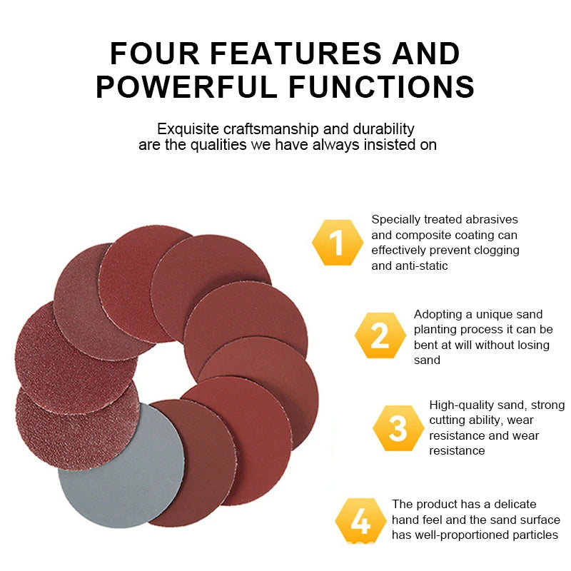 SEAMETAL 120Pcs 50mm Sandpaper Assortment 60-3000 Grit Sanding Disc Pad Set 2Inch with Disk Pole Cushion Car Accessories