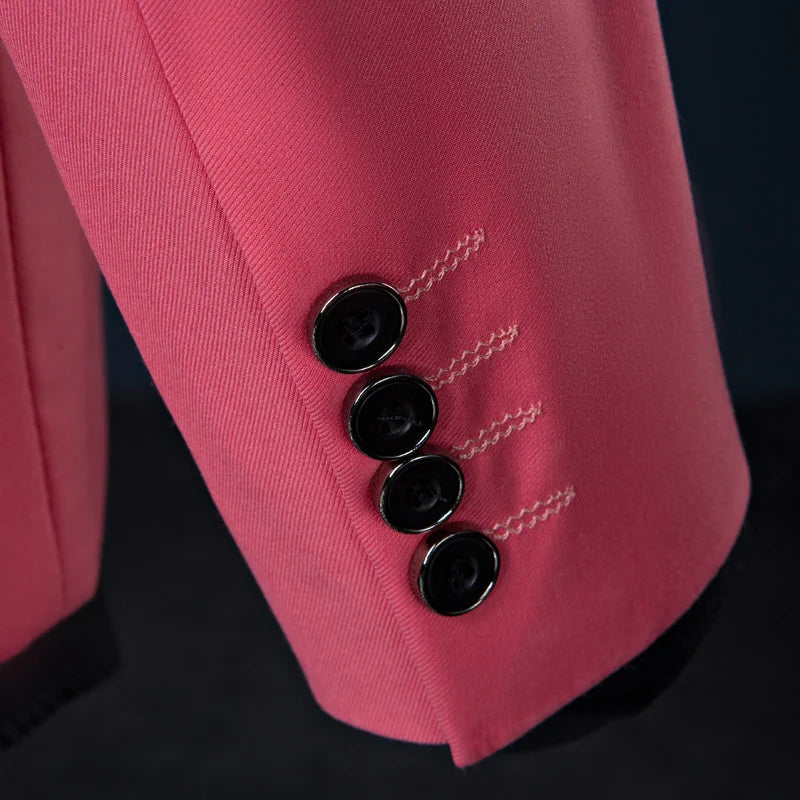 Men's Dark Green Suit Two-Piece, Asian Sizes Slim Dress Jacket and Pants,Wedding / Party Blazer Coat+Trousers Red Blue Black