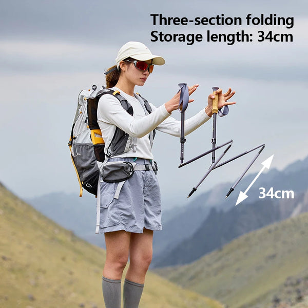 Naturehike 2025 Light Trail 5-EXT Five-Section Carbon Fibre Folding Trekking Pole Portable Storage Multi-Scene Support Pole
