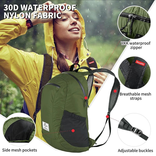 Naturehike 2025 Camping Backpack 30L Large Capacity Portable Foldable Waterproof Shoulder Bag Outdoor Travel Hiking Picnic Bag