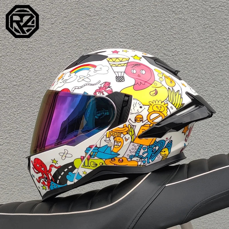 ORZ Adult Modular Flip Up Motorcycle Helmet DOT Safety Certified Dual Visor Removable Washable Liner Motorbike Racing Helmet