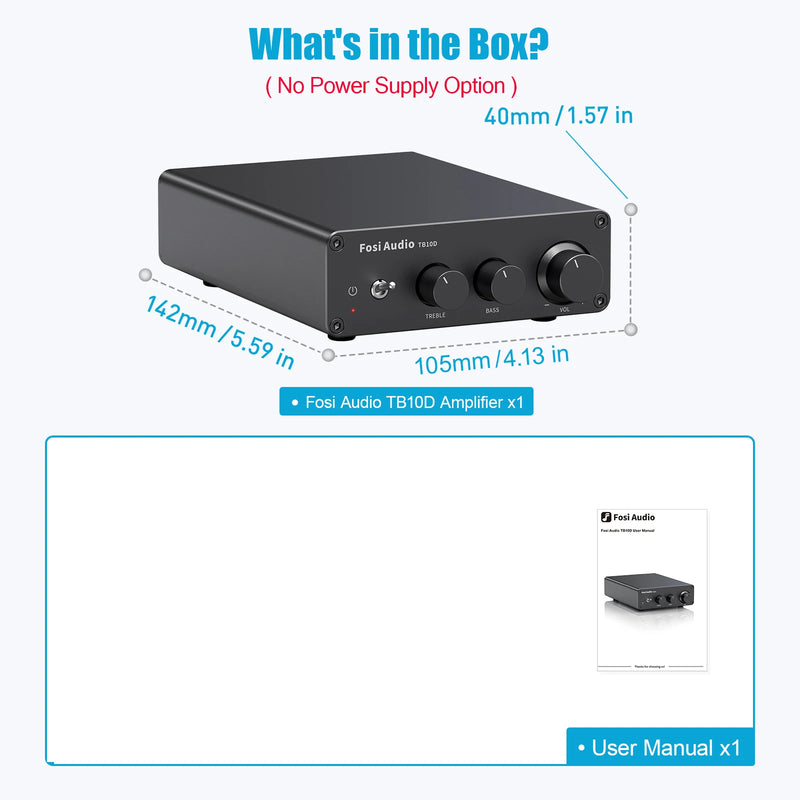 ឧបករណ៍ពង្រីកសំឡេង Fosi Audio TB10D HiFi Power Amplifier 300Wx2 TPA3255 Class D Stereo Amp ជាមួយនឹង Treble Bass សម្រាប់ឧបករណ៍បំពងសំឡេងនៅផ្ទះ