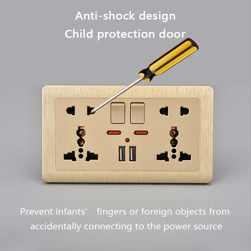 Depoguye White USB Plug Wall Sockets,Universal 10-hole Power Socket,  Sockets and Switches, Socket with Usb Charging AC110V-250V