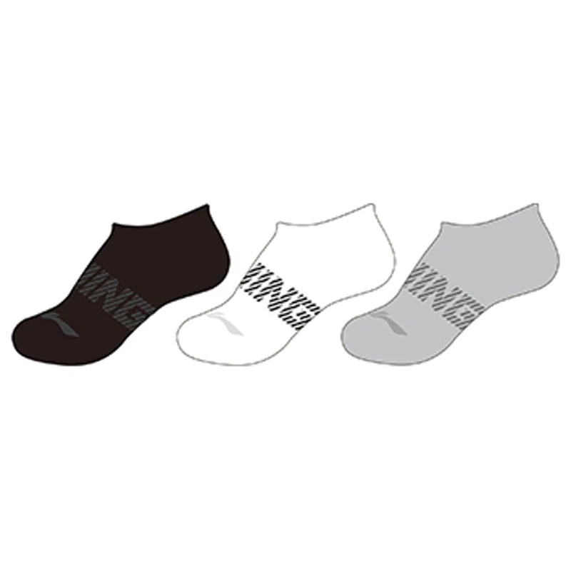 ស្រោមជើង Li-Ning Unisex 3គូ ទំហំ 22-28សង់ទីម៉ែត្រ អក្សរអក្សរ ស្រោមជើង LiNing បុរស ស្ត្រី មានផាសុកភាព និងអាចដកដង្ហើមបាន AWTV043