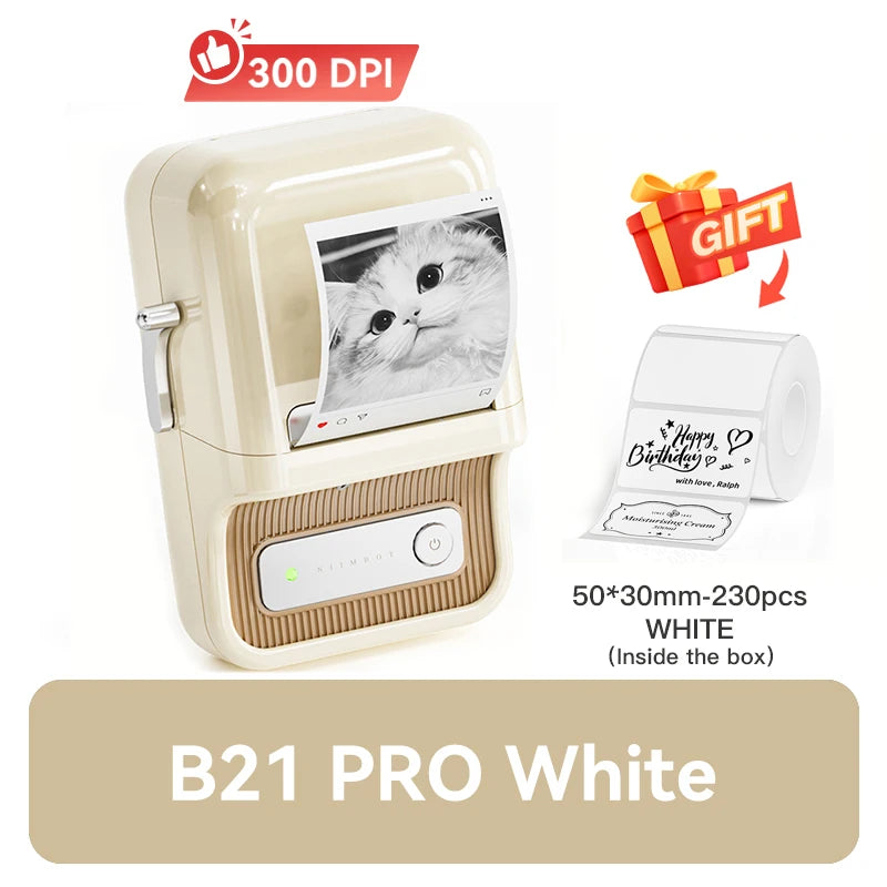 Niimbot B21 Pro 300DPI HD Printing Portable Thermal Printer Self-adhesive Label Printer Sticker Maker For Photos Receipts Note