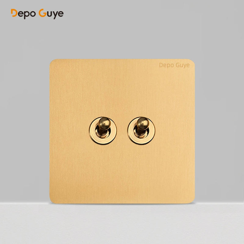Retro Metal Wall Light Toggle 1 2 Gang 3 Way Switch EU FR Russia Vintage Brass Lever Stainless Steel Switch Panel For Home