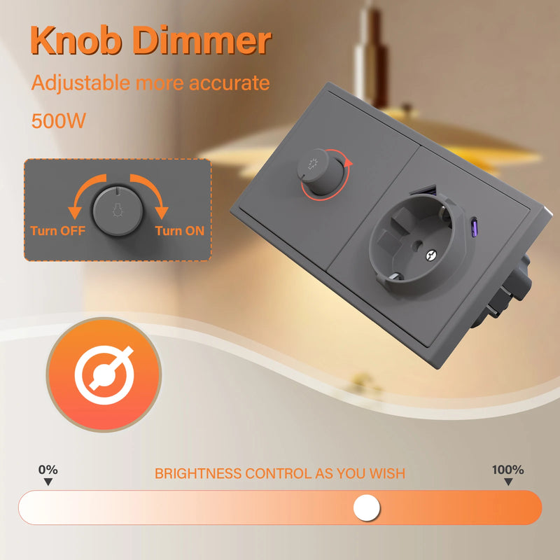 BSEED Light Dimmer Switch Rotary Knob Dimmer Switch Adjustable Brightness Controller Plastic Frame Button LED Bulb Dimmer Switch