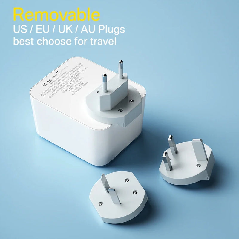 ឆ្នាំងសាក USB 40W សាកថ្មលឿន ឧបករណ៍សាកថ្មទូរស័ព្ទសម្រាប់ធ្វើដំណើរ PD QC USB C ឆ្នាំងសាកសម្រាប់ iPhone 13 12 Xiaomi Huawei Samsung