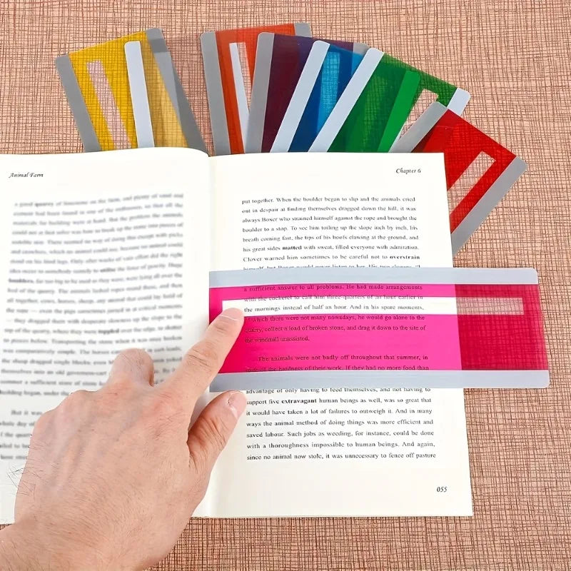 8pcs guide reading bars, color overlay,reading line tracker,overlay reading bookmarks,crystal teacher supplies assistant