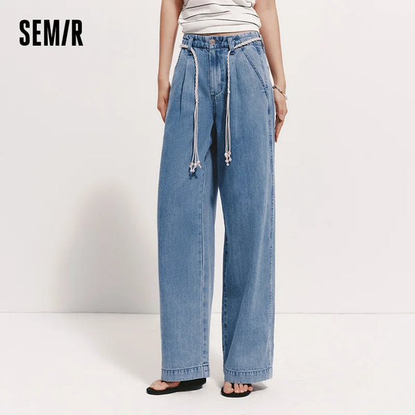 ខោខូវប៊យ Semir សម្រាប់នារី ខោខូវប៊យជើងធំ ទន់ ត្រជាក់ មានខ្សែក្រវ៉ាត់ រលុង រដូវក្ដៅ ឆ្នាំ២០២៦ ធម្មតា ប្រចាំថ្ងៃ