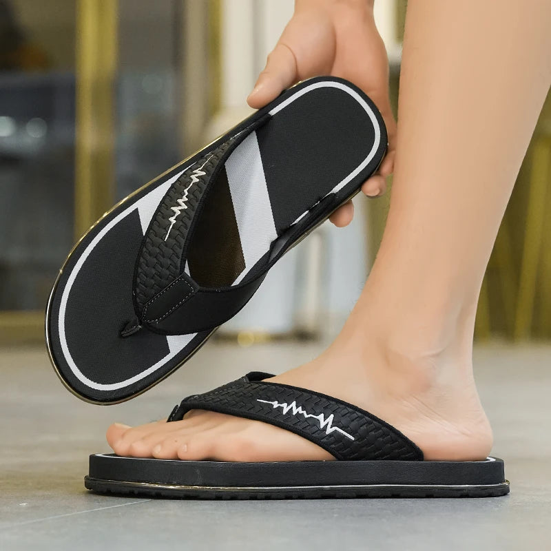 Flip-flops summer soft-sole non-slip comfort outdoor men's casual beach slippers quick-dry Pool breathable light flat slippers