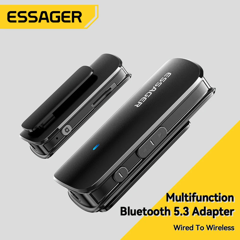អាដាប់ទ័រប៊្លូធូស Essager 5.3 ប្រភេទ-C ខ្សែអូឌីយ៉ូ 3.5mm រន្ធដោតកាត TF អាដាប់ទ័រប៊្លូធូសពហុមុខងារសម្រាប់ទូរស័ព្ទថេប្លេតកុំព្យូទ័រយួរដៃ