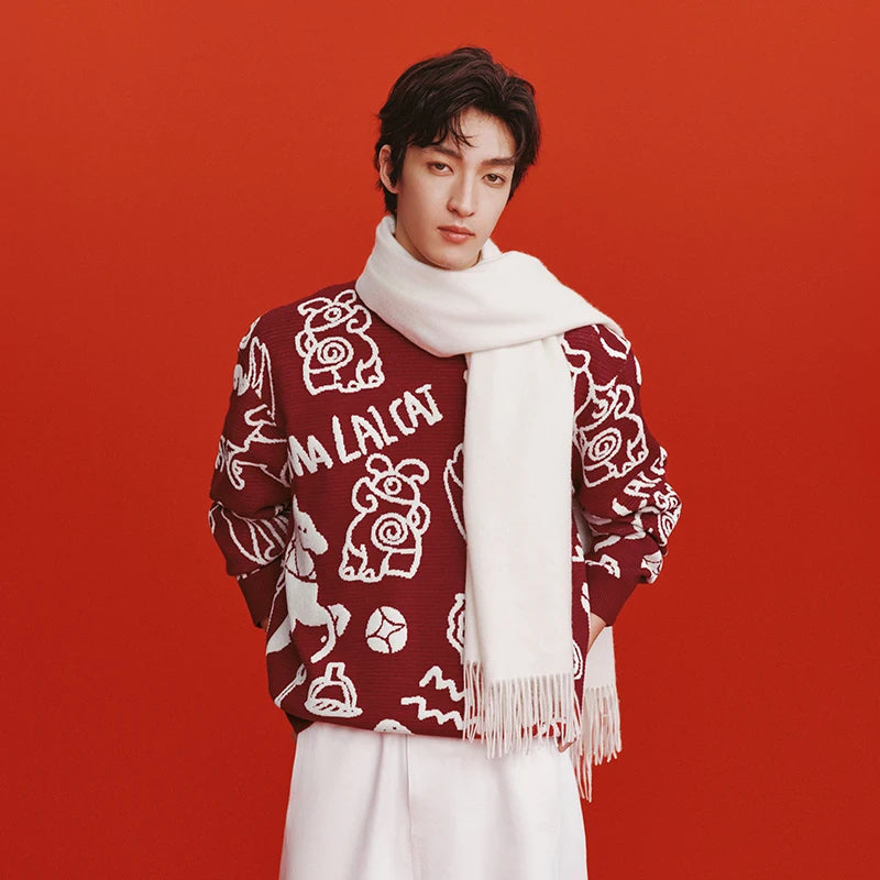 Semir New Year Sweater Men 2026 Spring Soft Jacquard Crew Neck Casual Fashion Comfortable Versatile Knitwear Top