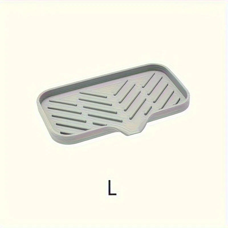 1pc Silicone Kitchen Sink Organizer Tray, Soap Dish Holder With Drain Tip,Water-Resistant Countertop Storage Accessory.