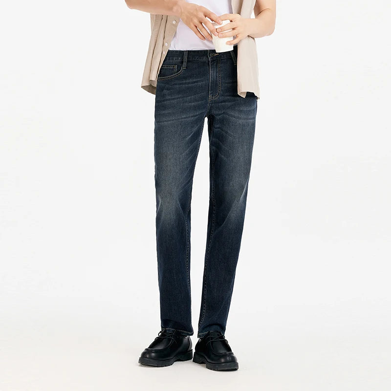 Semir Men Jeans Stretch 2026 Retro Washed Straight Commuter Urban Casual Everyday Style Soft Comfortable Daily Wear Trendy