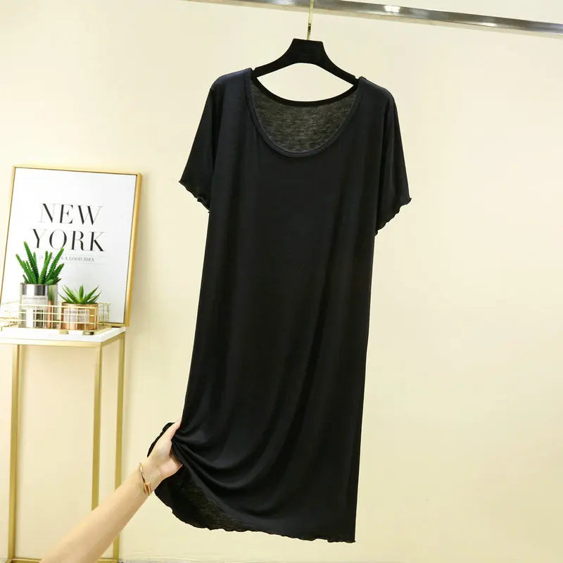 Casual Short Sleeve Night Dress Women Sleepwear Modal Loose Sleep Shirts Loose Summer Nightgowns Female Nightwear Night Gown