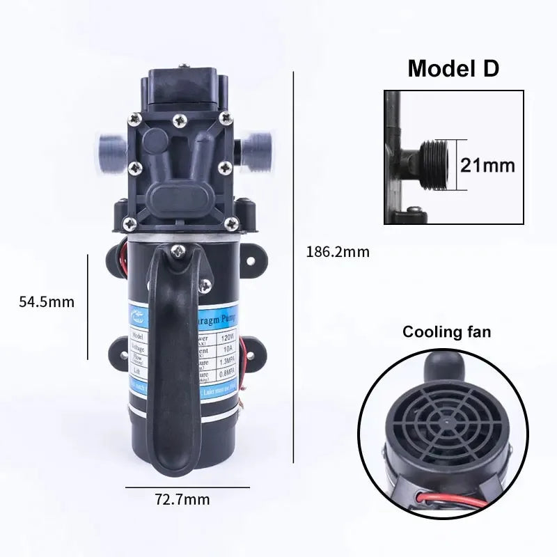 DIVEDEER 100W High Pressure Electric Diaphragm Self-priming Pump Sprayer with DC Pressure & Reflux Switch, 8L/Min Flow Rate
