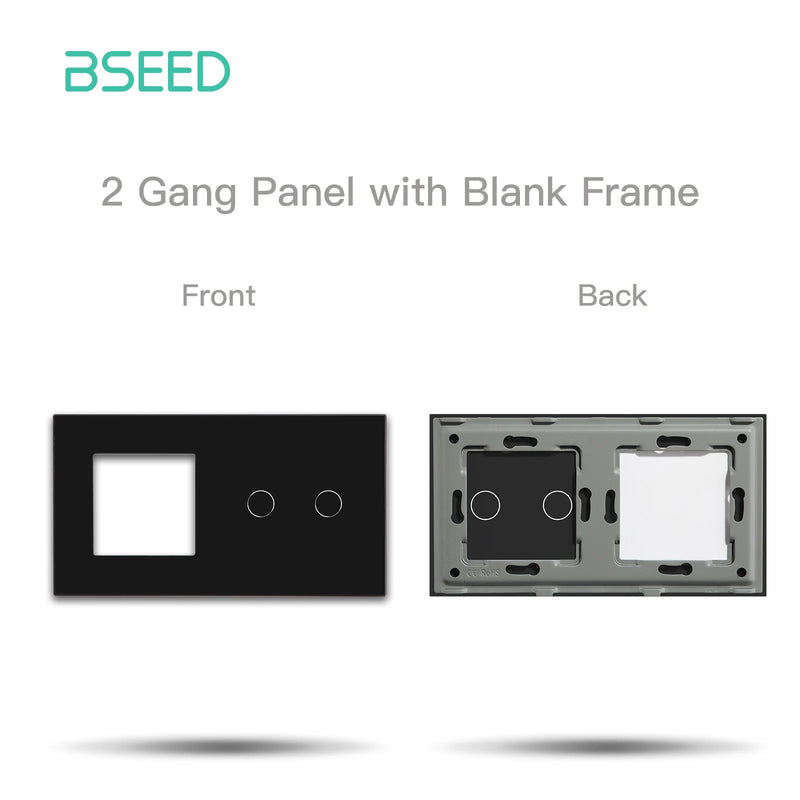 BSEED  M1 Series Frame Plus 1/2/3Gang Glass Panel For Touch Switch Wall Socket With Metal Plate White Black Golden 157mm