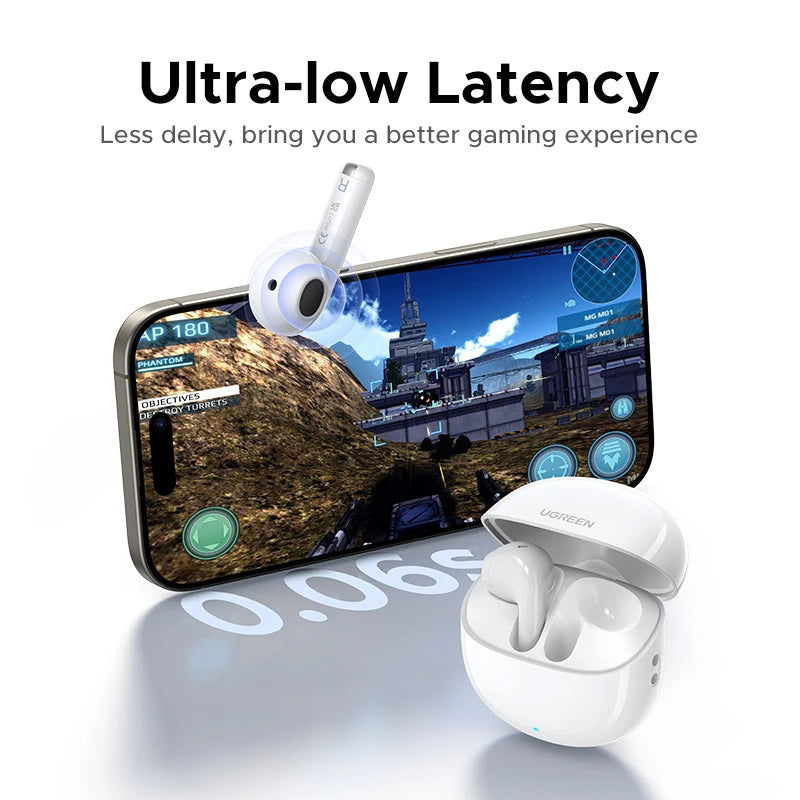 UGREEN LightBuds TWS Earphones Bluetooth 6.0 Wireless Headphones APP Spatial Audio Earbuds 4-Mic Call Noise Reduction 35 Hours