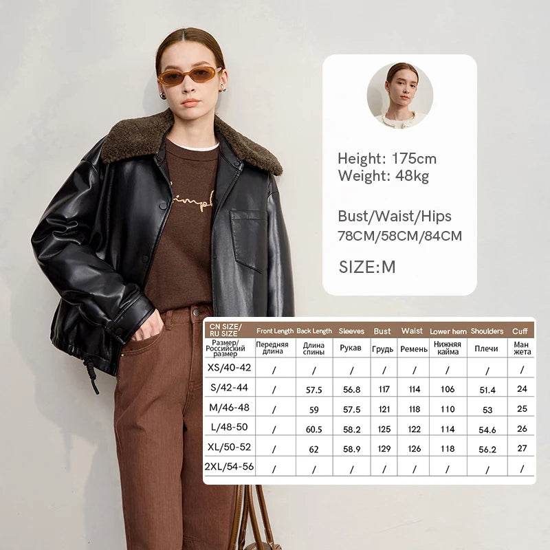 AMII Down Coat Woman 2026 Winter New Modern Warm Women Top Jacket Straight Versatile Fur Collar PU Leather Down Jacket 12554040