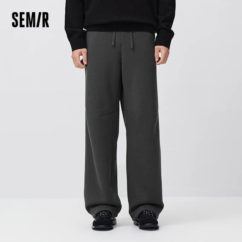 Semir Men Casual Pants Solid Color Drawstring Loose Fit Straight Leg 2026 New Winter Daily Wear Urban Casual Style