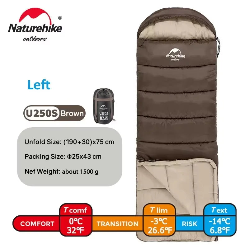 Naturehike Envelope Type Sleeping Bag Ultralight Waterproof 4 Seasons Warm Camping Sleeping Bag for Outdoor Hiking Backpacking