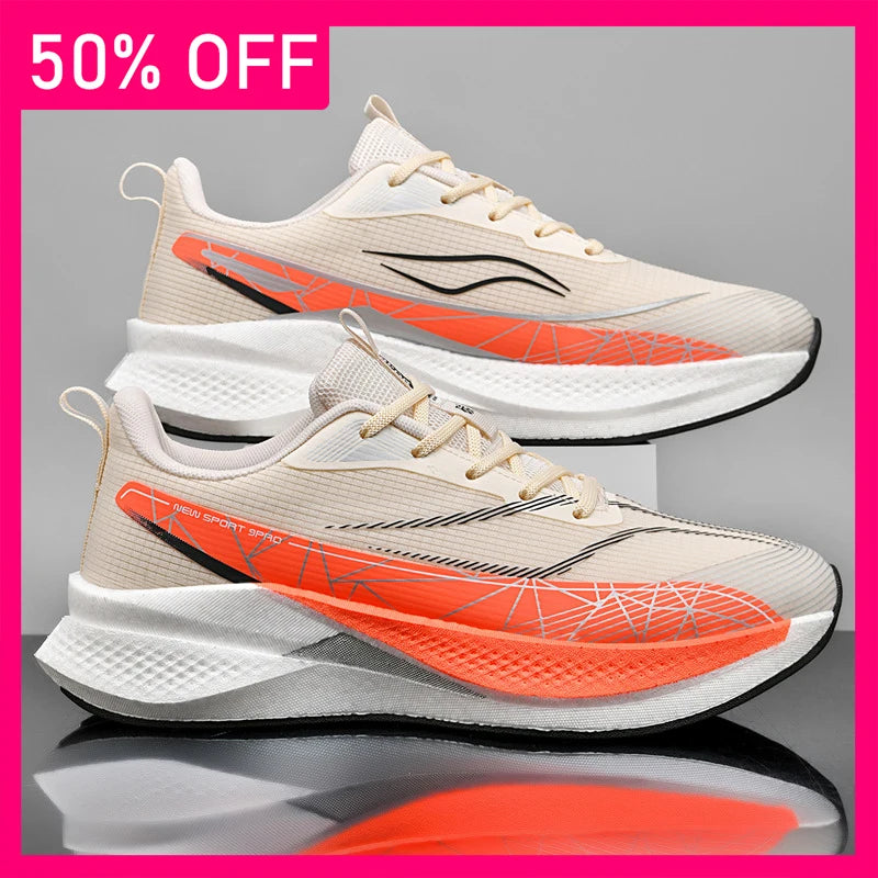 Unisex Sports Shoes Flat Cushioned Running Professional Training Shoes 2026 New Road Jogging Comfortable Lace Up Fitness Shoes
