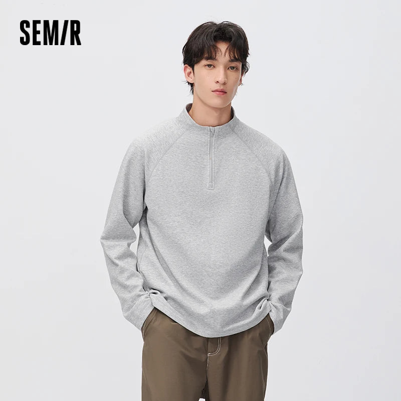 អាវយឺតប៉ាក់ Semir សម្រាប់បុរស ធន់នឹងកម្ដៅ ស្រូបយកសំណើម ពាក់កណ្ដាលអាវ ប្រឆាំងឋិតិវន្ត 2026 សម្លៀកបំពាក់រដូវរងាថ្មី ស្ទីលធម្មតាសម្រាប់ទីក្រុង
