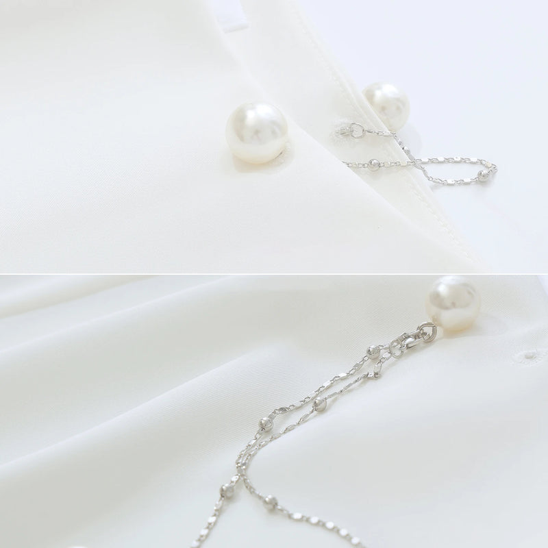 Amii Off-the-shoulder Women's Blouse 2026 Summer New Beaded Chain Chiffon Top Solid Loose Dolman Sleeve Shirt For Women 12642159