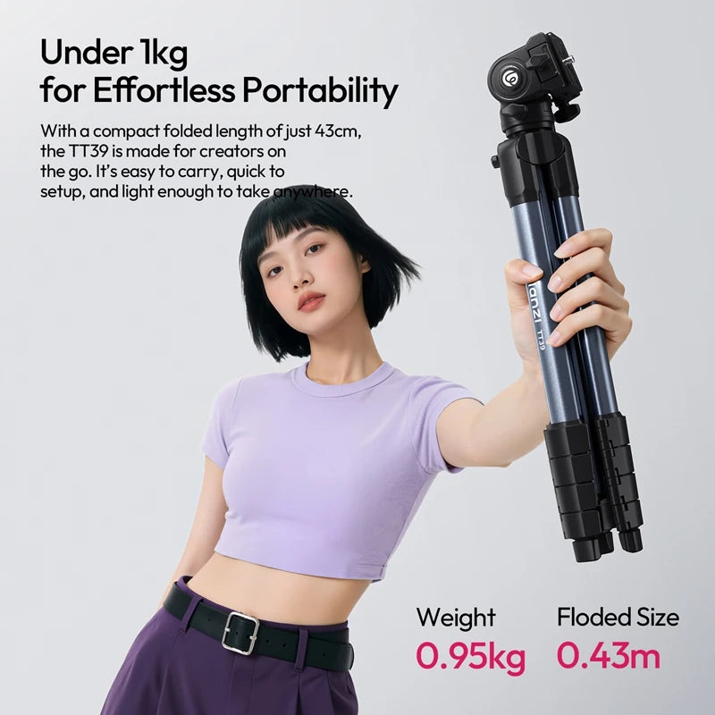 ជើងកាមេរ៉ាវីដេអូ Ulanzi TT39 1.55M ជើងកាមេរ៉ាធ្វើដំណើរ ជាមួយក្បាលបែប Panoramic 360° ប្តូរផ្ដេក និងបញ្ឈររហ័ស ផ្ទុកអតិបរមា 3KG