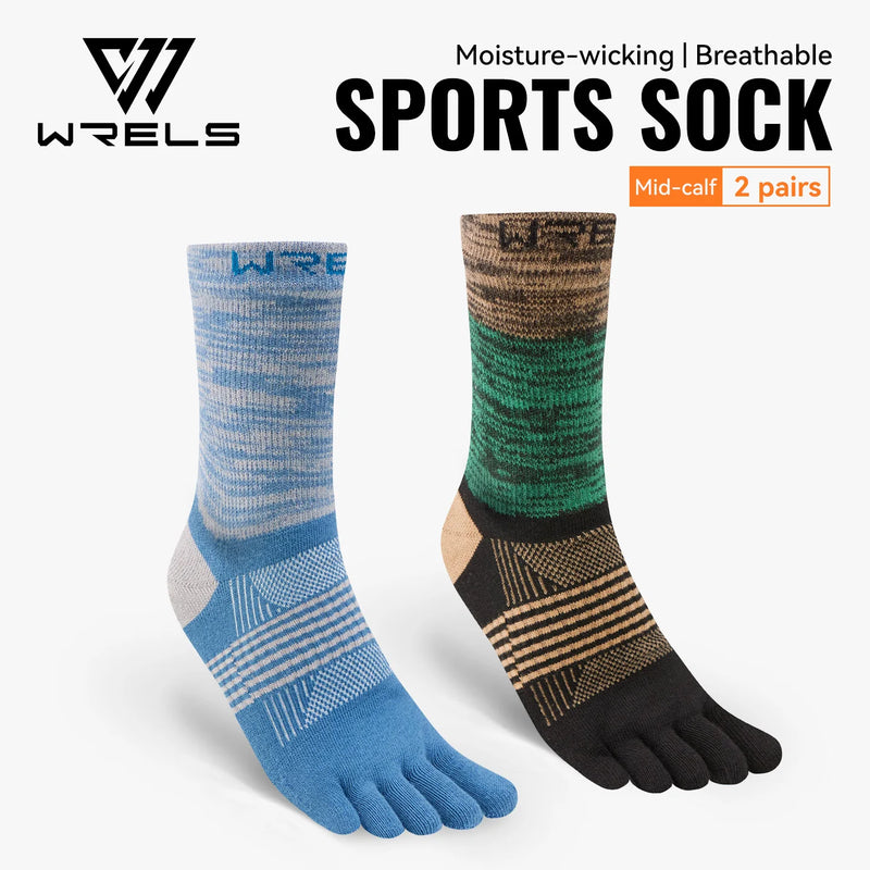 WRELS 1/2/3 Pair Five Finger Socks Athletic Running Breathable Ankle Compression Lightweight Moisture Wicking Anti-Blister Socks