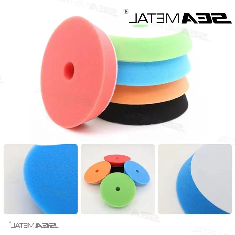 SEAMETAL 5Pcs 5/6Inch Car Polisher Waxing Pad Kits Sponge Polishing Pads Set Removes Scratches for Car Body Polishers Buffer
