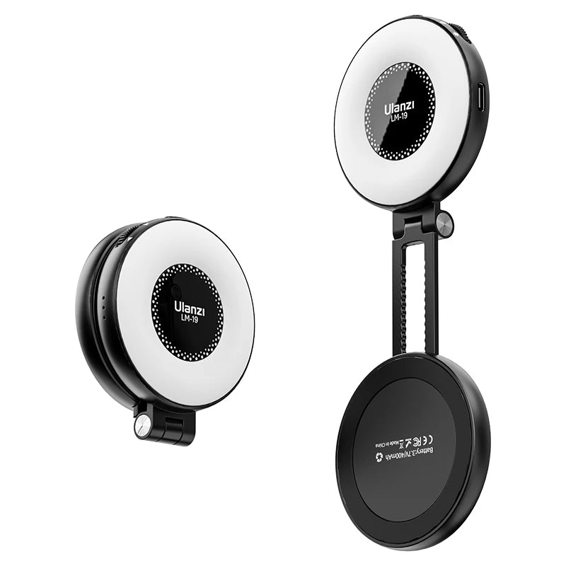 ភ្លើងវីដេអូ Ulanzi LM19 MagSafe ភ្លើងថតរូប Selfie ពីរពណ៌សម្រាប់ iPhone 16 15 14 Pro Max ភ្លើងបំពេញត្រឡប់ជាជើងទម្រទូរស័ព្ទសម្រាប់វីដេអូ Vlog