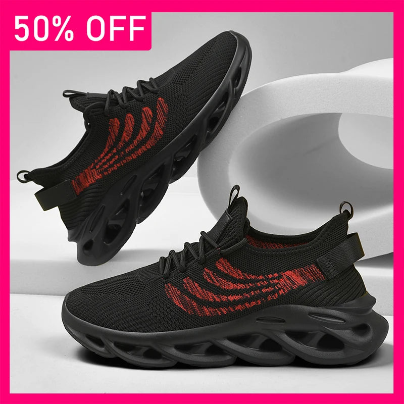 Men Sports Shoes Soft Mesh Breathable Lace Up Outdoor Walking Shoes New Soft Sole Rebound Comfort Casual Tennis Shoes for Men